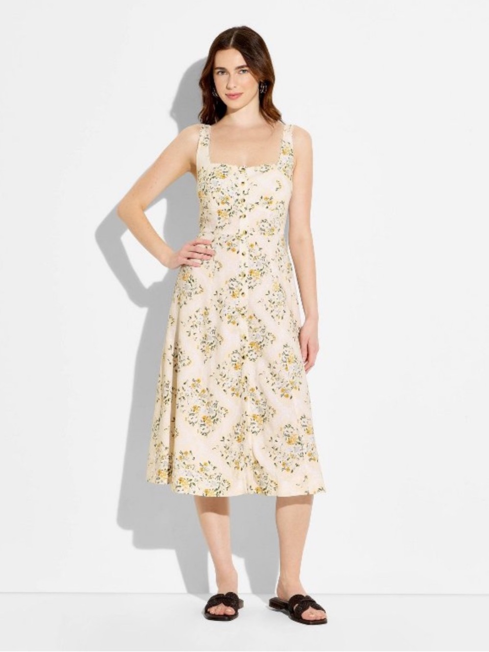 Wild Fable Button-Front Midi A-line Dress